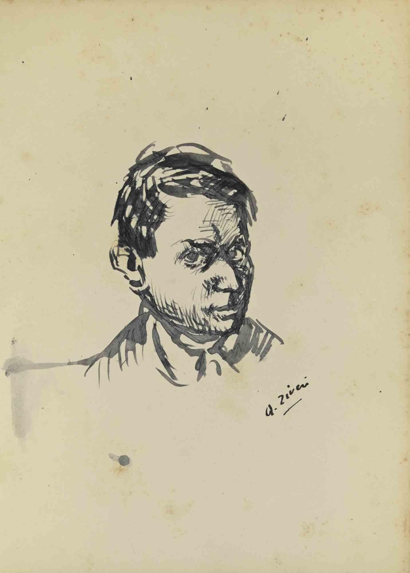 Das Porträt ist eine Originalzeichnung von Alberto Ziveri aus den 1930er Jahren.

Tinte auf Papier.

Handsigniert.

In gutem Zustand.

Das Kunstwerk wird durch geschickte Striche meisterhaft dargestellt.

Alberto Ziveri (Rom, 1908 - 1990), der