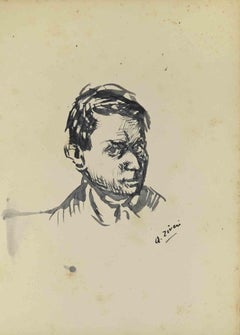 Le portrait - Dessin d'Alberto Ziveri - Années 1930