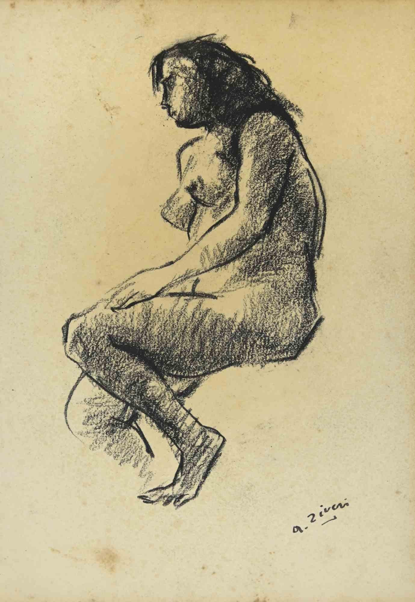 Aktzeichnung – Zeichnung von Alberto Ziveri – 1930er Jahre