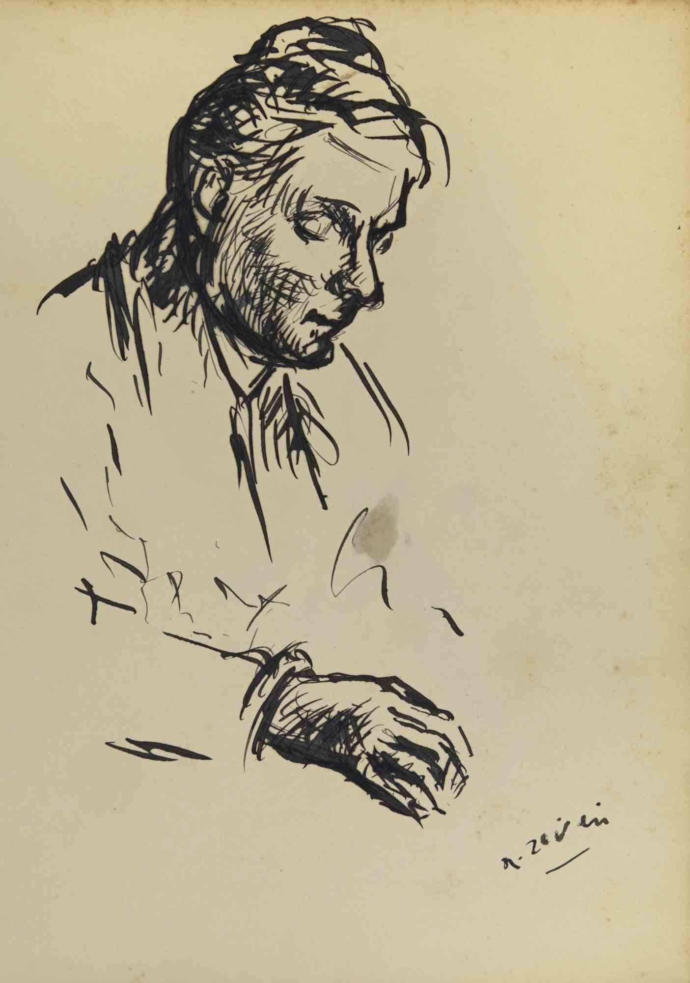 Portrait - Drawing by Alberto Ziveri - 1930s