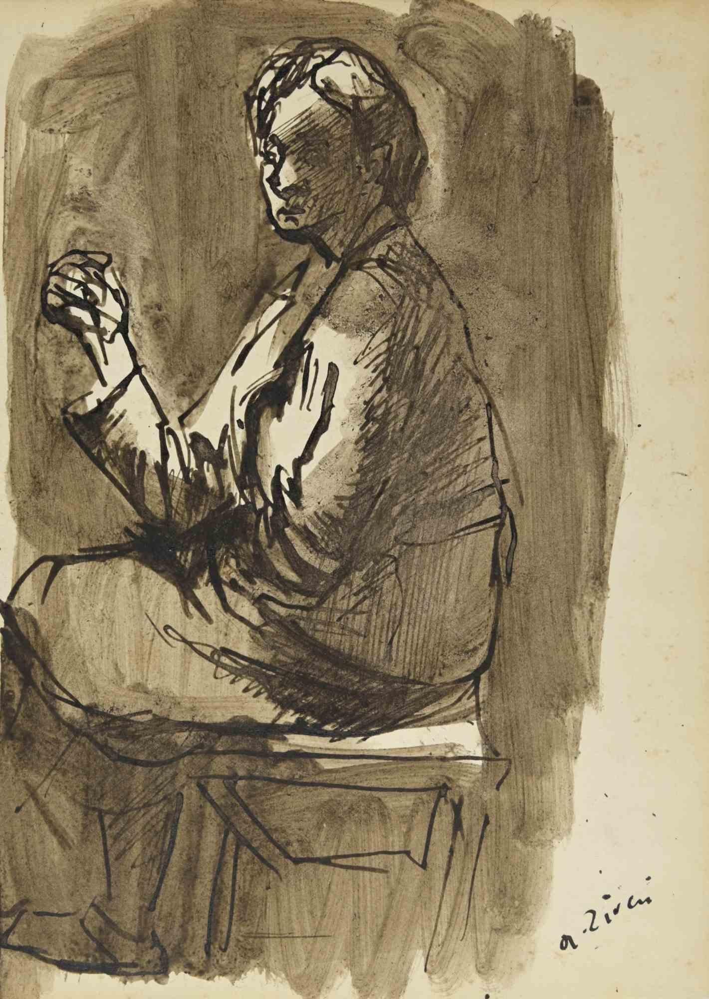 Die Dame ist eine Zeichnung von Alberto Ziveri aus den 1930er Jahren.

Aquarell und Tinte auf Papier.

Handsigniert.

In gutem Zustand.

Das Kunstwerk wird durch geschickte Striche meisterhaft dargestellt.

Alberto Ziveri (Rom, 1908 - 1990), der