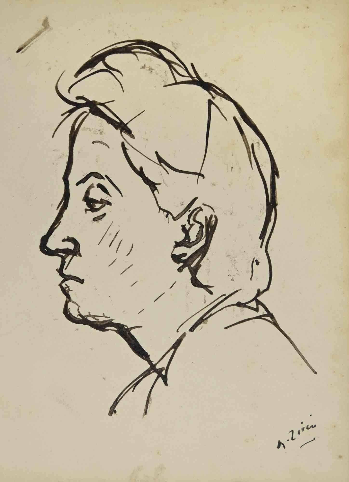 Das Porträt ist eine Zeichnung von Alberto Ziveri aus den 1930er Jahren.

Aquarell auf Papier.

Handsigniert.

In gutem Zustand.

Das Kunstwerk wird durch geschickte Striche meisterhaft dargestellt.

Alberto Ziveri (Rom, 1908 - 1990), der