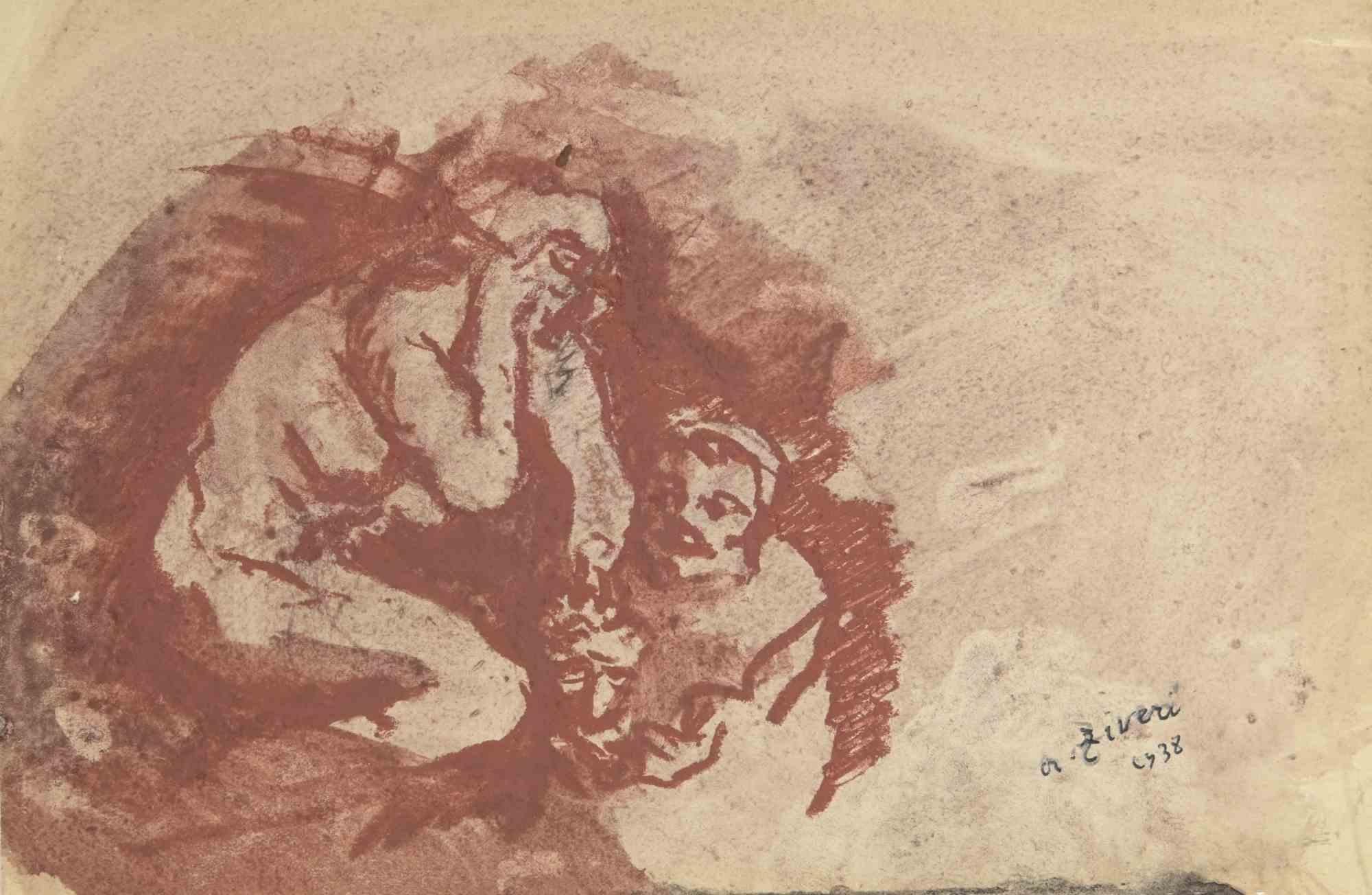 Das Liebespaar ist eine Zeichnung von Alberto Ziveri aus dem Jahr 1938.

Aquarell auf Papier.

Handsigniert und datiert.

In gutem Zustand mit leichten Stockflecken.

Das Kunstwerk wird durch geschickte Striche meisterhaft dargestellt.

Alberto