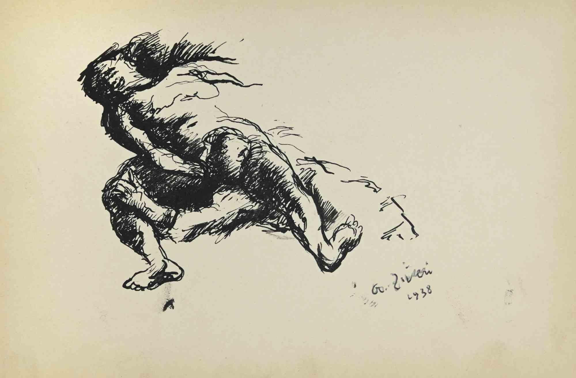 Erotic Scene ist eine Zeichnung von Alberto Ziveri aus dem Jahr 1938.

Tinte auf Papier.

Handsigniert und datiert.

In gutem Zustand mit leichten Stockflecken.

Das Kunstwerk wird durch geschickte Striche meisterhaft dargestellt.

Alberto Ziveri