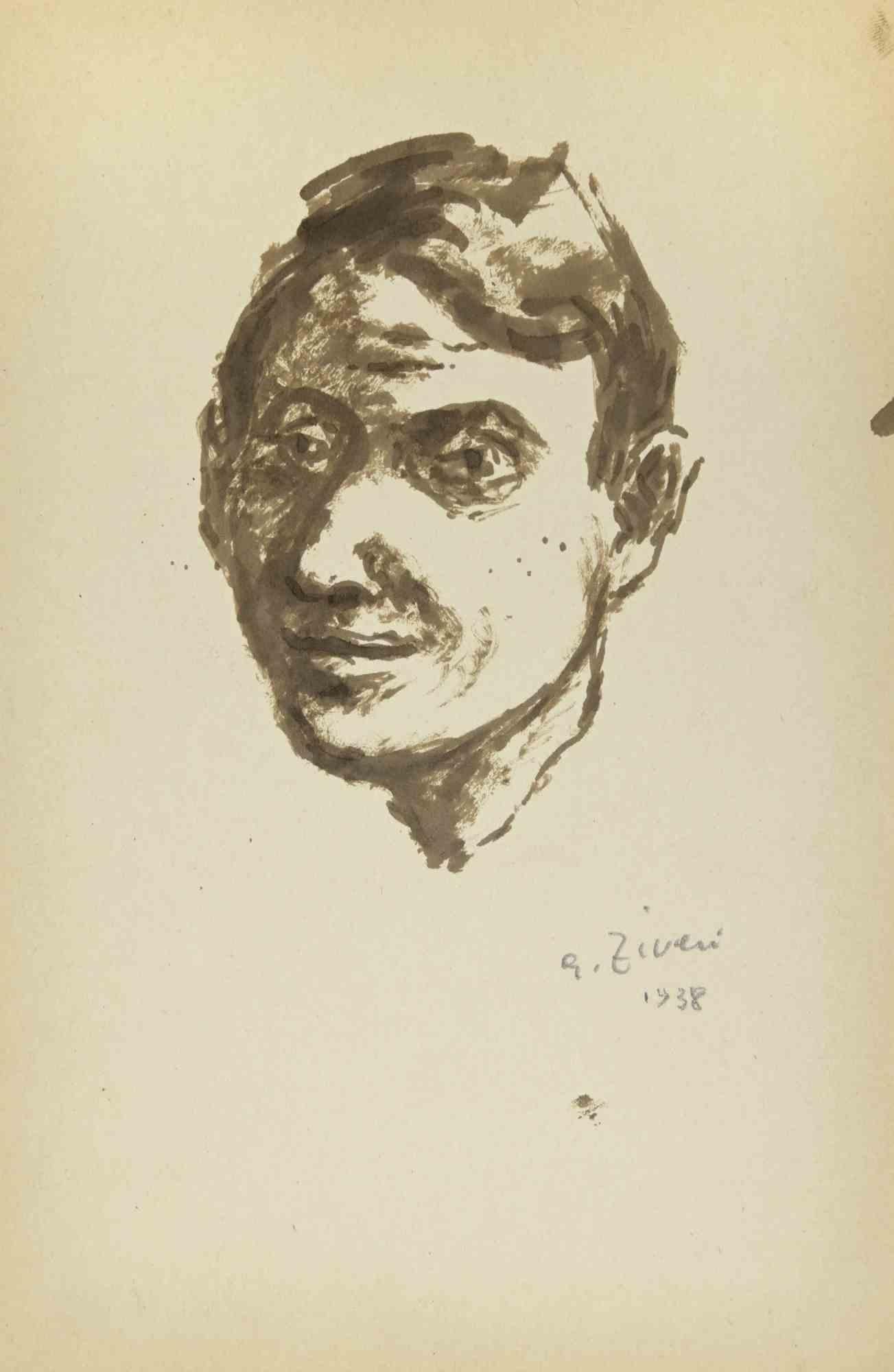 Das Porträt ist eine Zeichnung von Alberto Ziveri aus dem Jahr 1938.

Aquarell auf Papier.

Handsigniert und datiert.

In gutem Zustand mit leichten Stockflecken.

Das Kunstwerk wird durch geschickte Striche meisterhaft dargestellt.

Alberto Ziveri