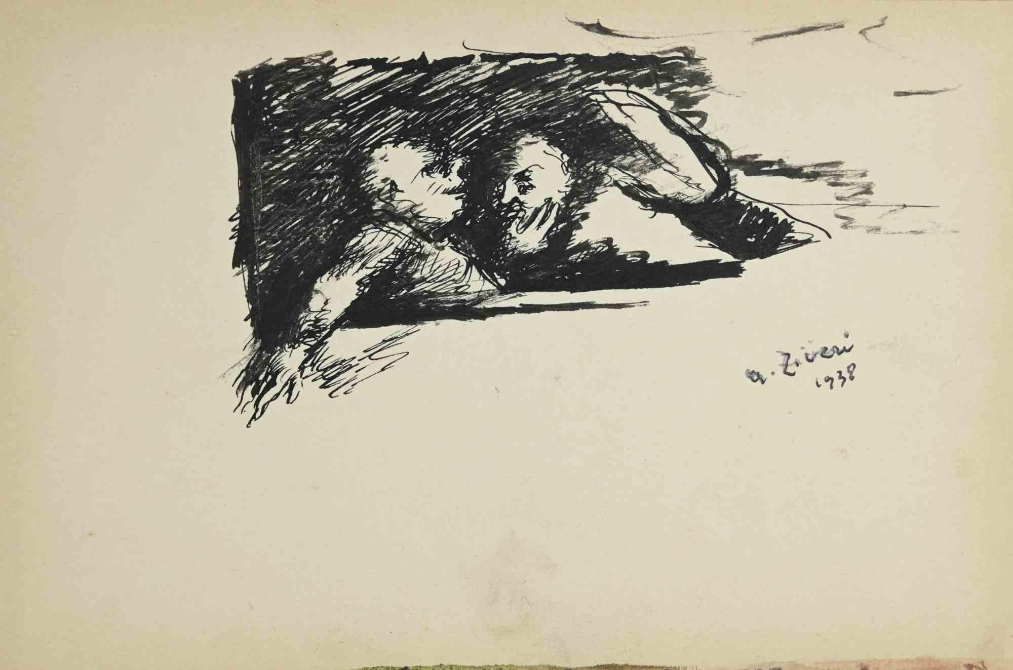 Die Diskussion ist eine Zeichnung von Alberto Ziveri aus dem Jahr 1938.

Tinte auf Papier.

Handsigniert und datiert.

In gutem Zustand mit leichten Stockflecken.

Das Kunstwerk wird durch geschickte Striche meisterhaft dargestellt.

Alberto Ziveri