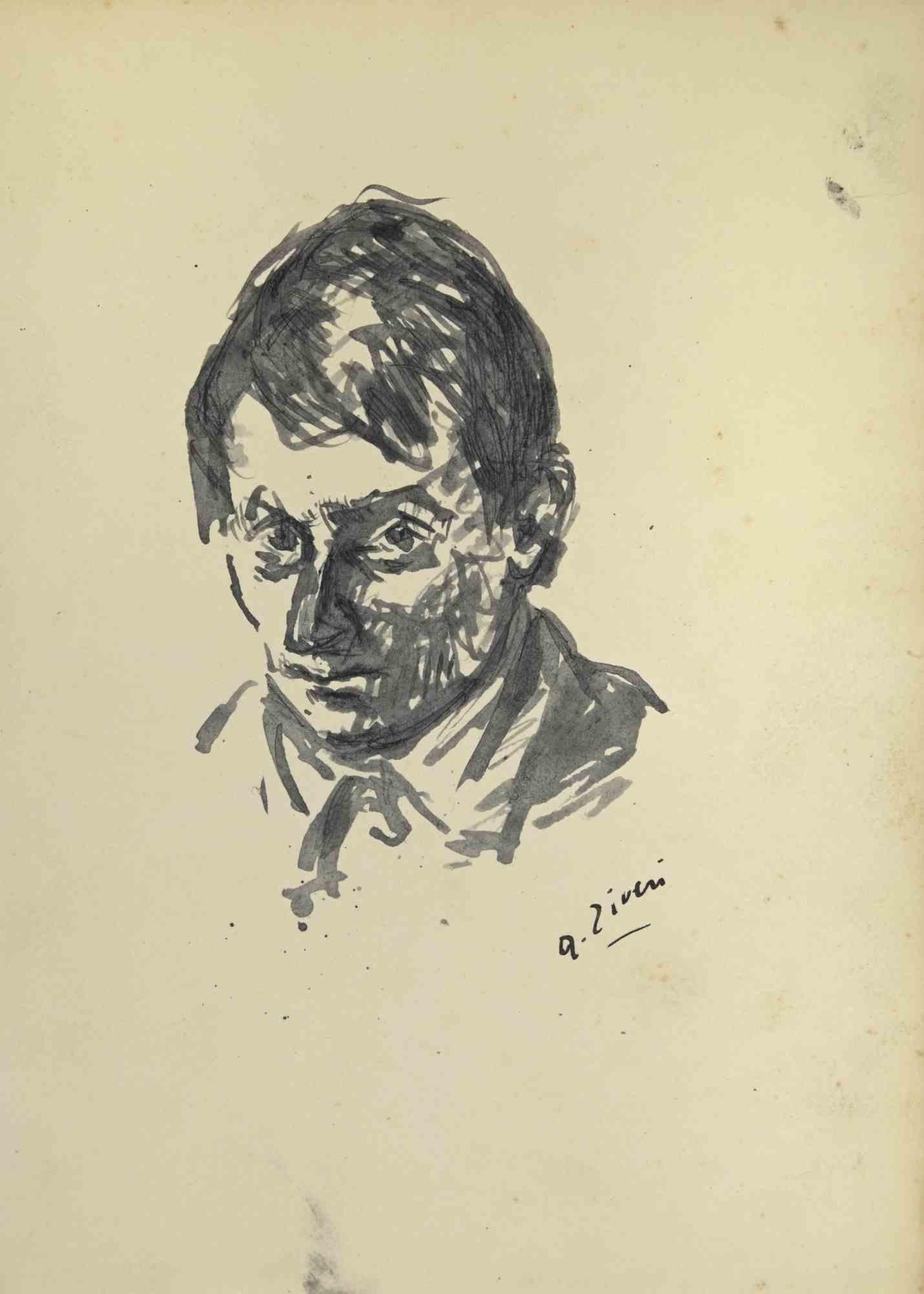 Das Porträt ist eine Zeichnung von Alberto Ziveri aus den 1930er Jahren.

Aquarell auf Papier.

Handsigniert.

In gutem Zustand mit Stockflecken.

Das Kunstwerk wird durch geschickte Striche meisterhaft dargestellt.

Alberto Ziveri (Rom, 1908 -