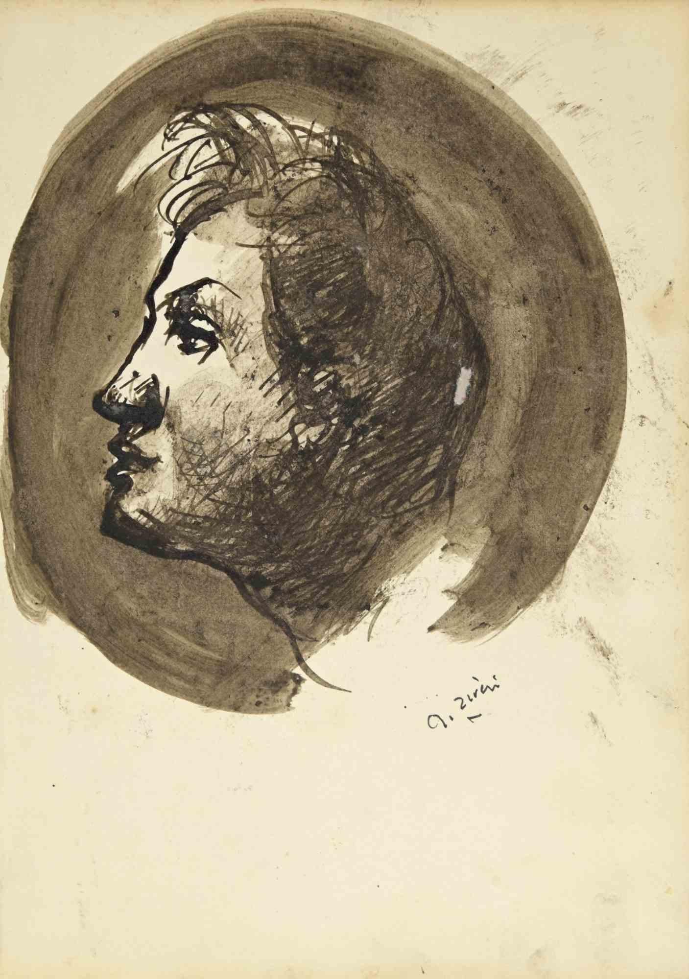 The Profile is a drawing realized by Alberto Ziveri in the 1930s.

Ink and watercolor on paper.

Hand-signed.

In good condition.

The artwork is represented through deft strokes masterly.

Alberto Ziveri (Rome,1908 – 1990), the Italian painter of