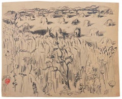 Country Scene - Drawing by Suzanne Tourte - 1940s