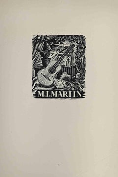 Ex Libris - M.I Martin - Woodcut - 1980s