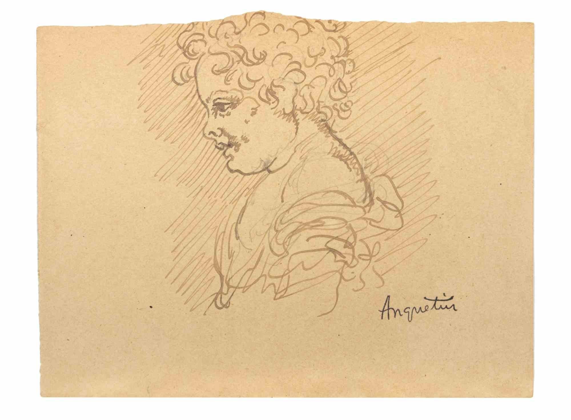Das Kinderprofil ist eine Tuschezeichnung auf Papier, die Louis Anquetin (1861-1932) zu Beginn des 20.

Handsigniert auf der Unterseite.

Guter Zustand.

Louis Émile Anquetin (26. Januar 1861 - 19. August 1932) war ein französischer Maler. 1882