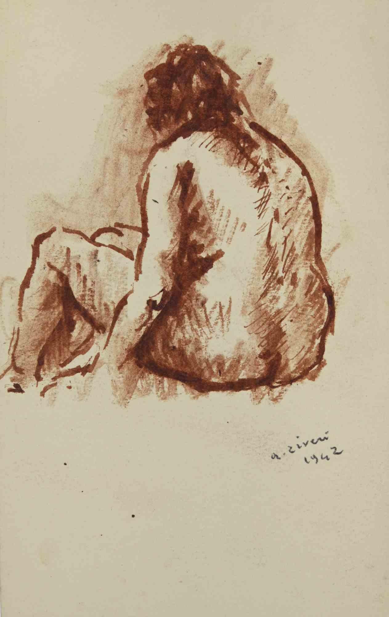 The Nude - Dessin d'Alberto Ziveri - 1942