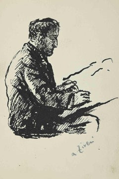 The Reading Man - Drawing by Alberto Ziveri - 1930s