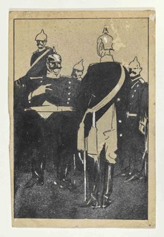 Antique Austrian Soldiers - Drawing by Gabriele Galantara - 1916