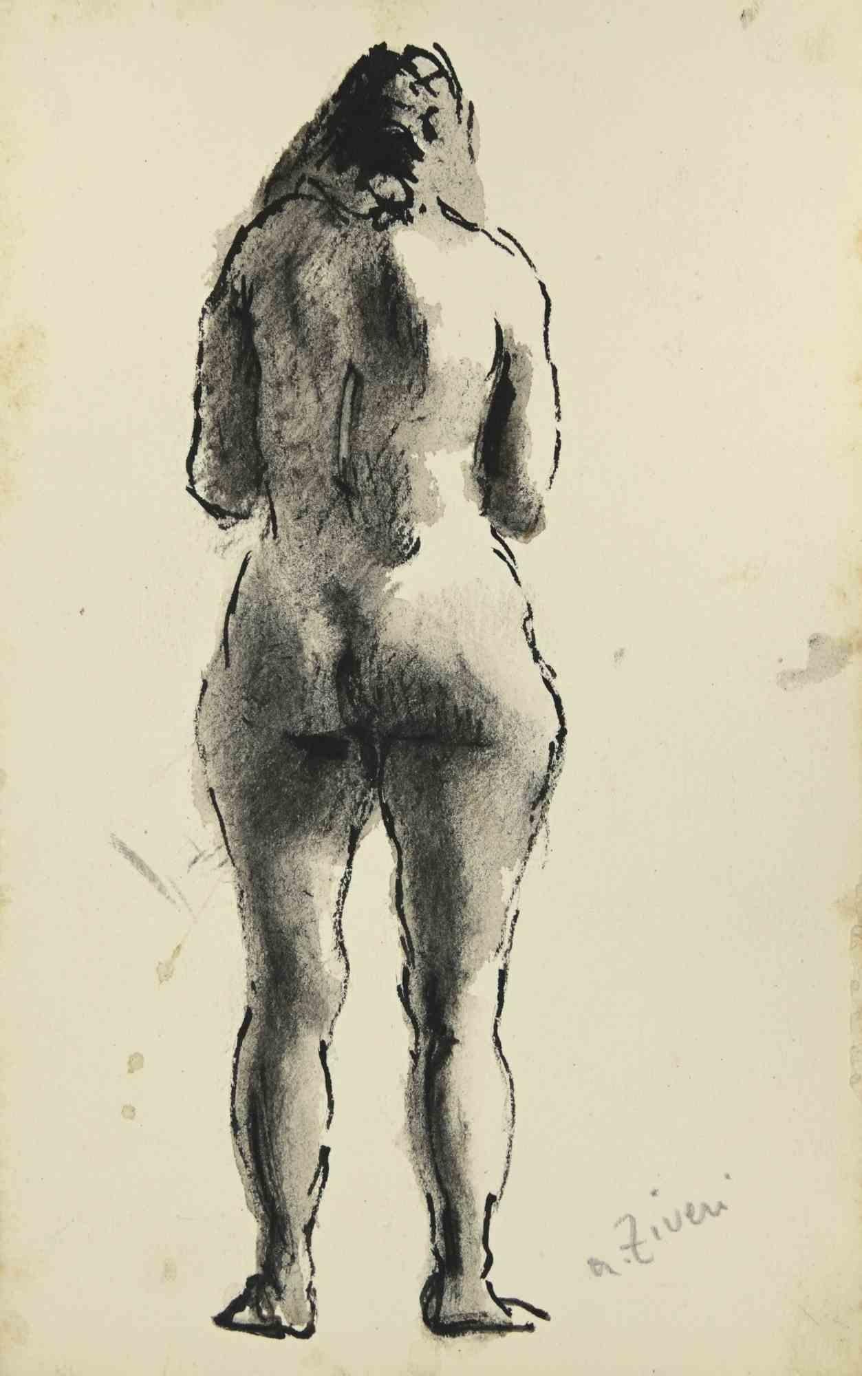 Der Akt ist eine Zeichnung von Alberto Ziveri aus den 1930er Jahren.

Tusche und Aquarell auf Papier.

Handsigniert.

In gutem Zustand mit leichten Stockflecken.

Das Kunstwerk wird durch geschickte Striche meisterhaft dargestellt.

Alberto Ziveri