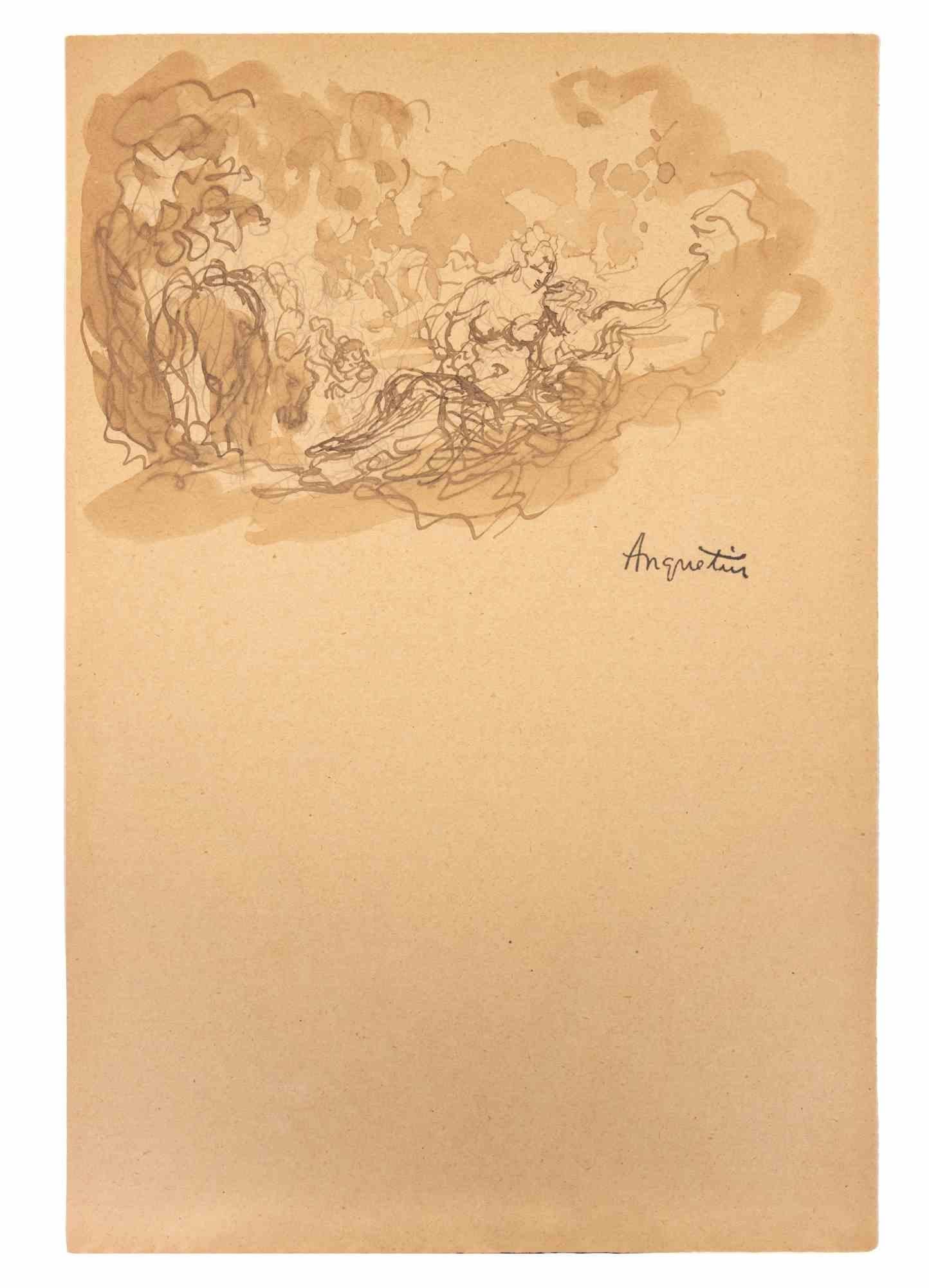 Das Liebespaar ist eine Tusche- und Bleistiftzeichnung auf Papier, die Anfang des 20. Jahrhunderts von Louis Anquetin (1861-1932) angefertigt wurde.

Handsigniert auf der Unterseite.

Guter Zustand.

Louis Émile Anquetin (26. Januar 1861 - 19.