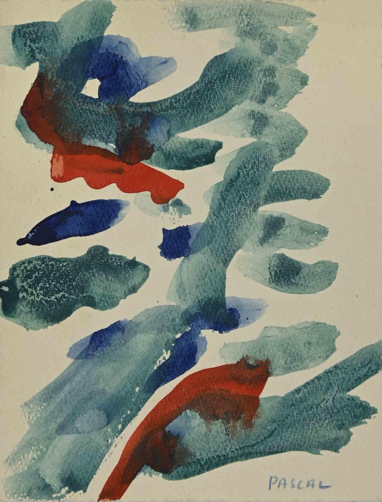 Abstract composition is an artwork realized by Pascal, in 1960. 

Watercolour, 13 x 10 cm.

Handsigned in the lower right margin.

Good conditions