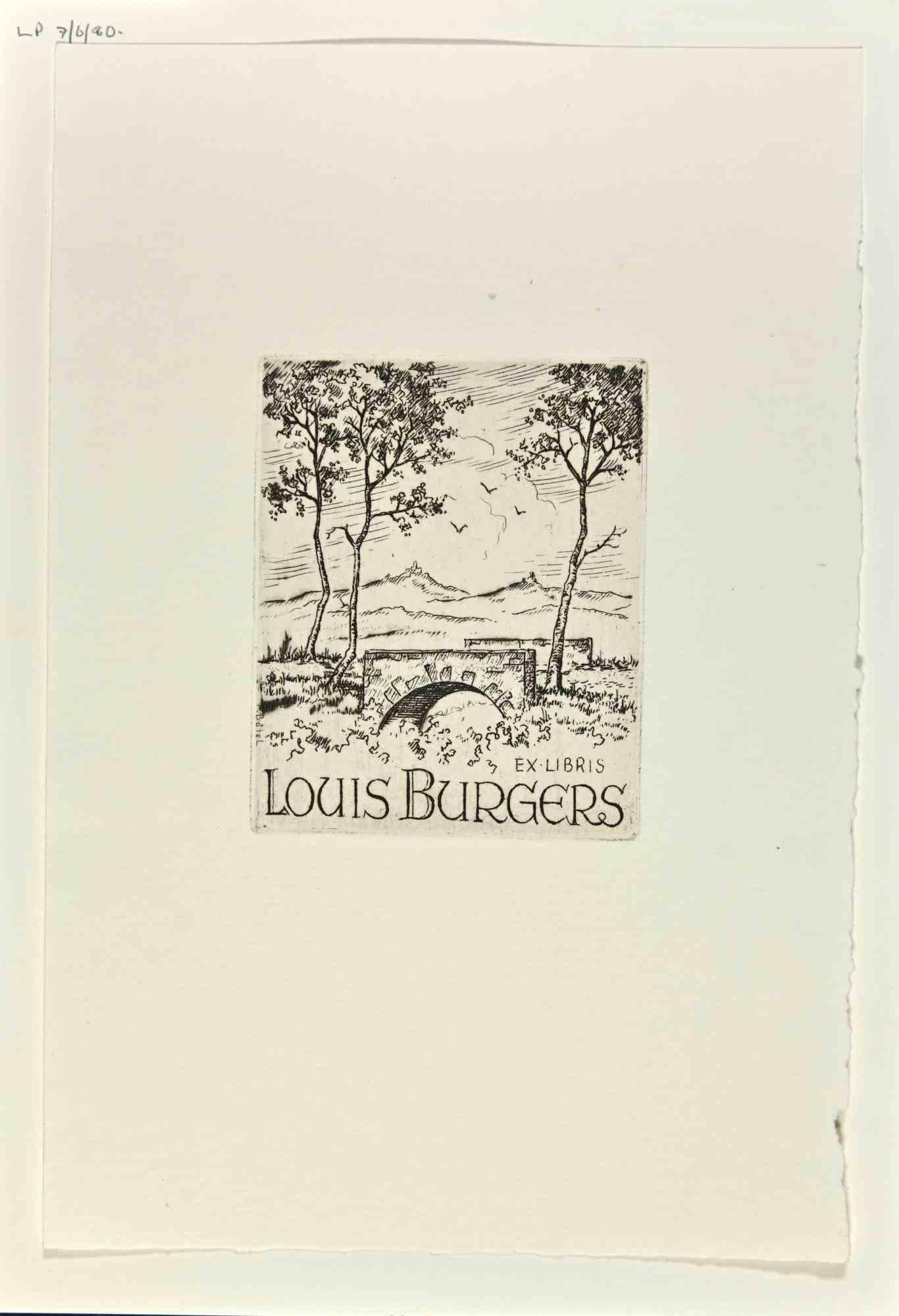 Ex Libris - Luis Burgers - Woodcut - Mid-20th Century - Art by Unknown