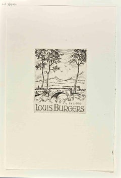 Vintage   Ex Libris - Luis Burgers - Woodcut - Mid-20th Century