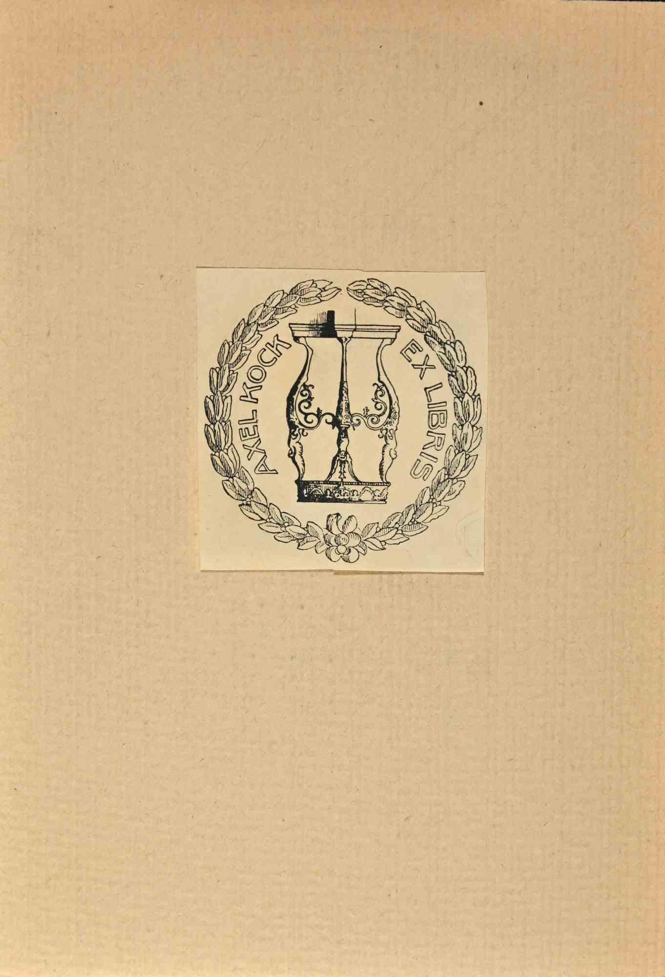  Ex Libris - Axel Kocks - Gravure sur bois - Milieu du XXe siècle - Art de Unknown