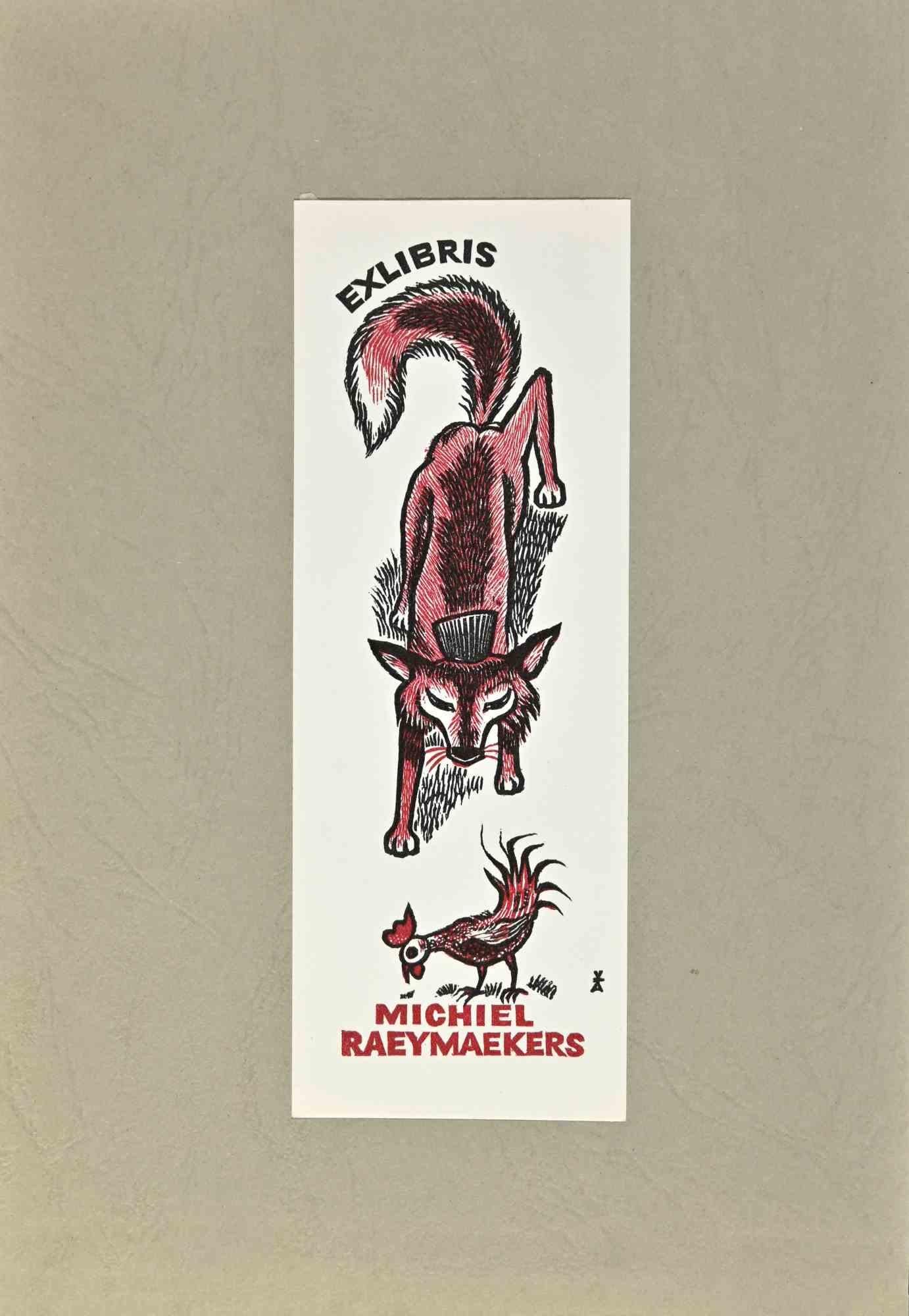 Ex Libris - Michiel Raeymaekers - gravure sur bois - milieu du 20e siècle - Art de Unknown