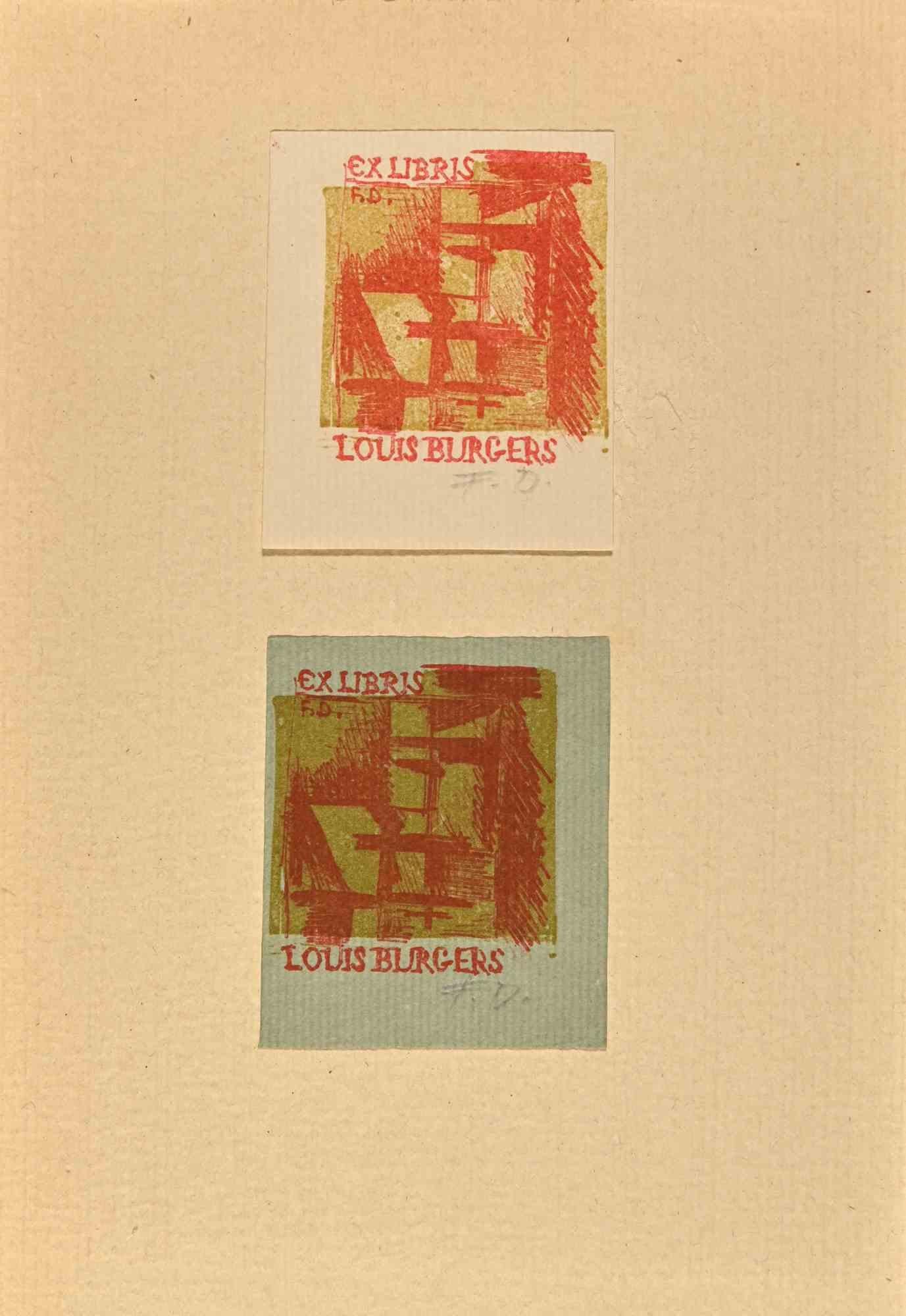 Ex Libris - Louis Burgers - Mediados del siglo XX - Art de Unknown