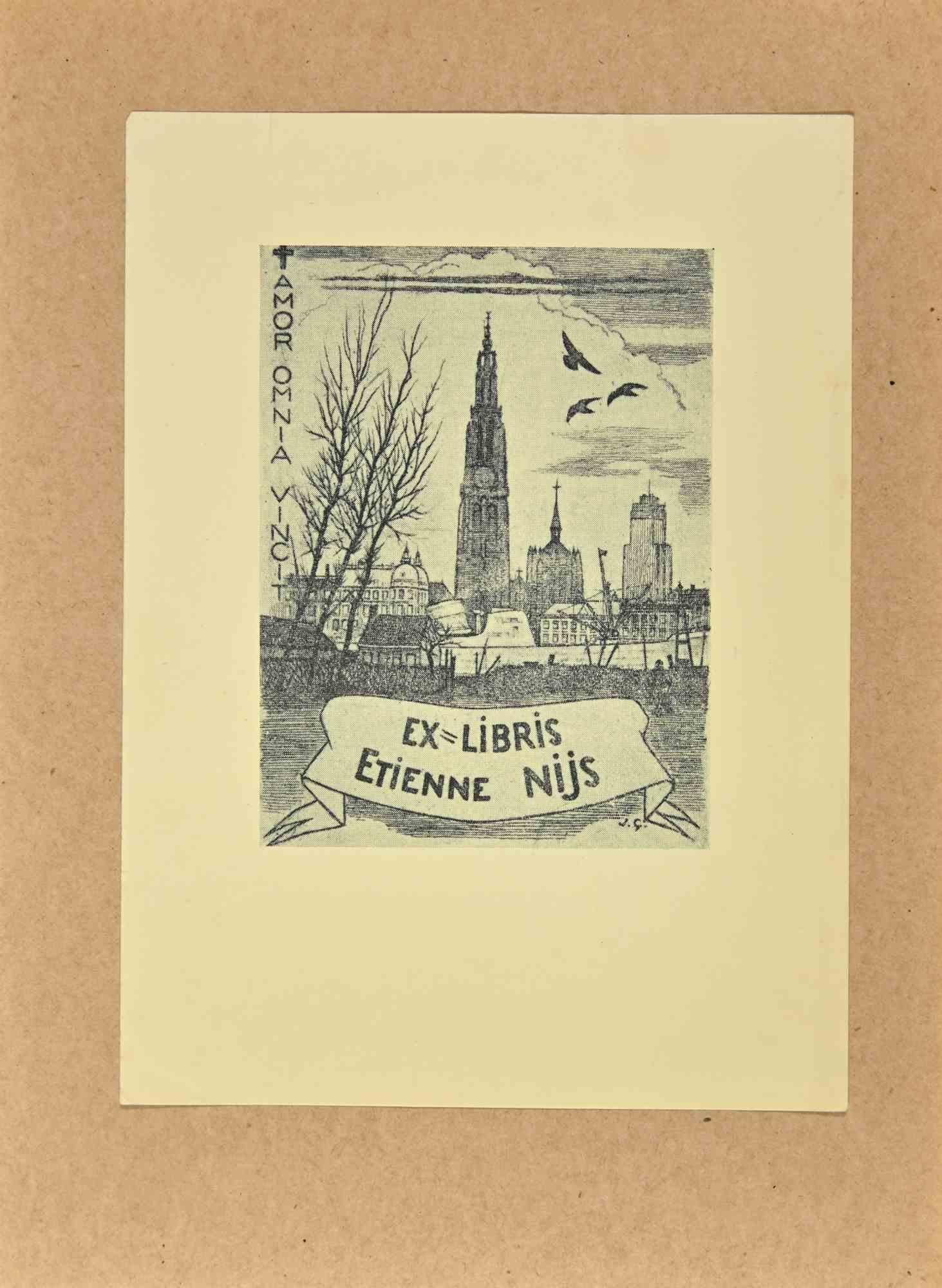Ex Libris -Etienne Nijs - Mediados del siglo XX - Art de Unknown