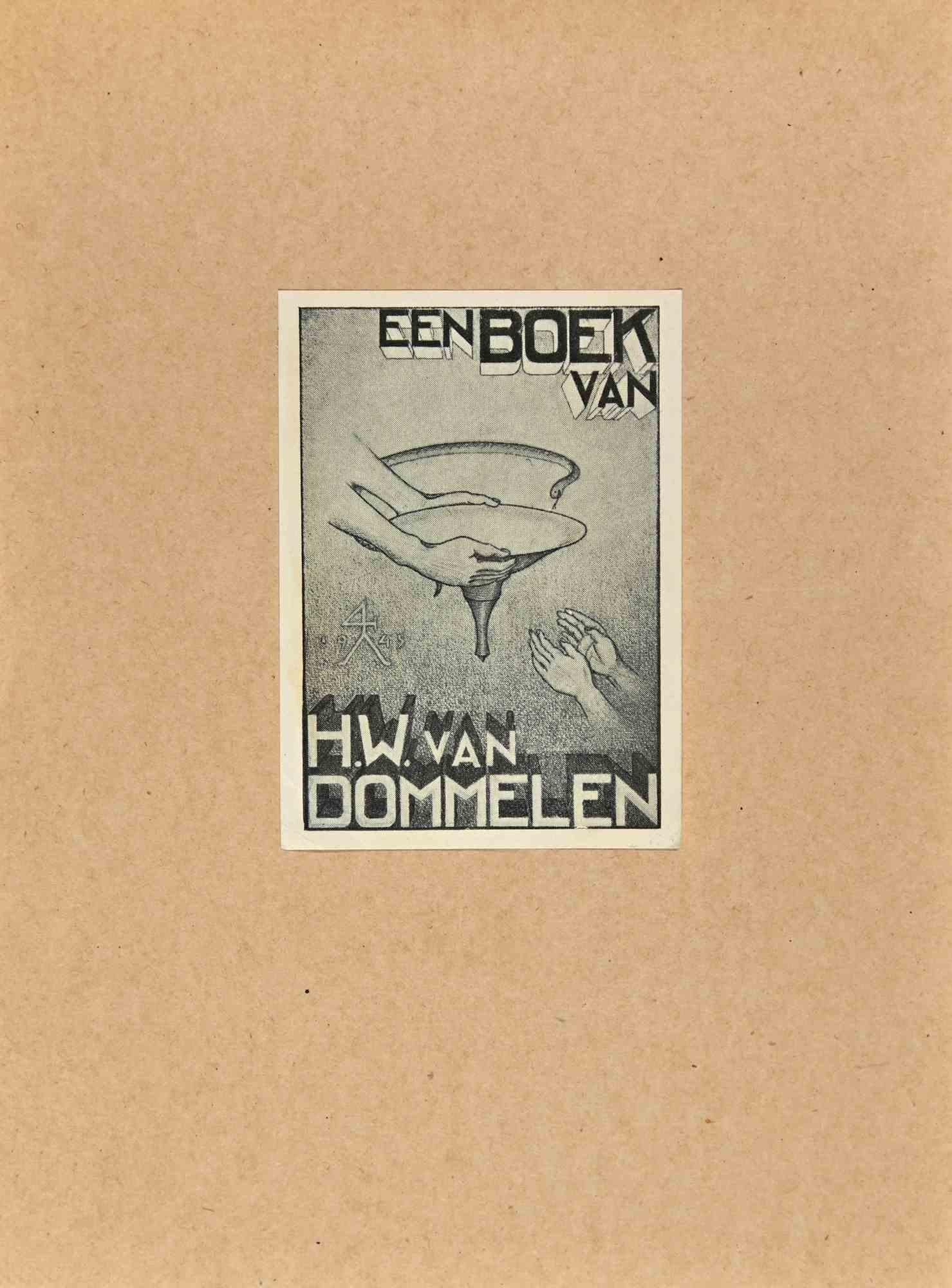 Ex Libris - EEnboek Van - Gravure sur bois - Milieu du 20e siècle