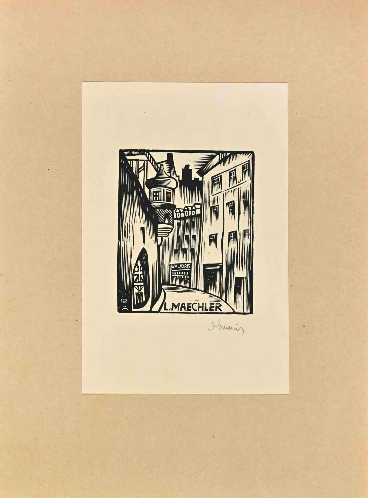 Ex Libris - L. Maechler - Holzschnitt - Mitte des 20. Jahrhunderts – Art von Unknown