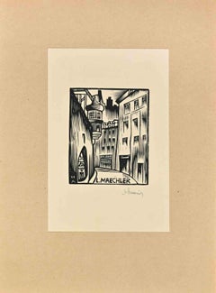Ex Libris - L. Maechler - Holzschnitt - Mitte des 20. Jahrhunderts