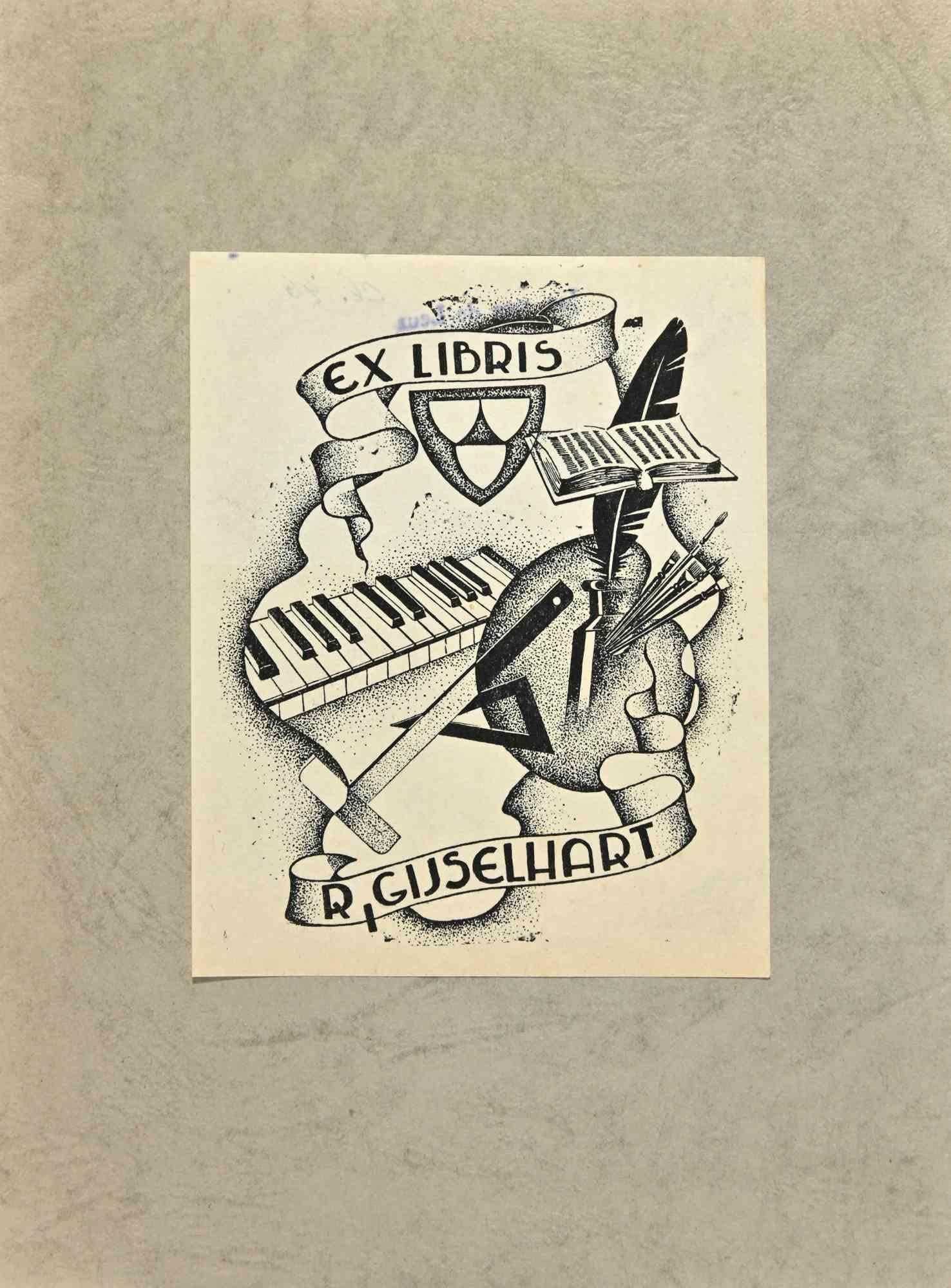  Ex Libris - R. Gijselhart - Woodcut - Mid 20th Century - Art by Unknown