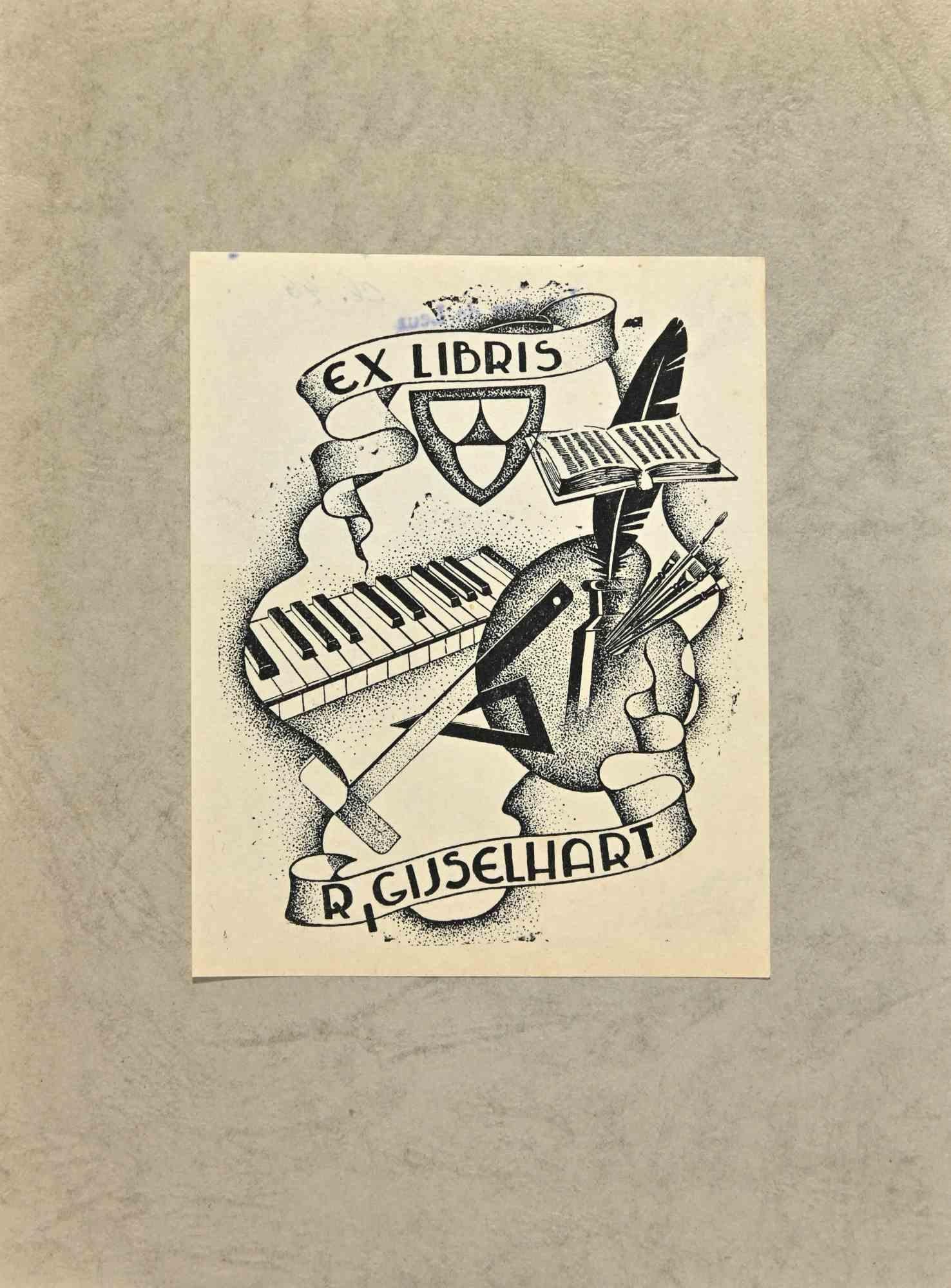 Ex Libris - R. Gijselhart - Xilografia - Metà del XX secolo - Art di Unknown
