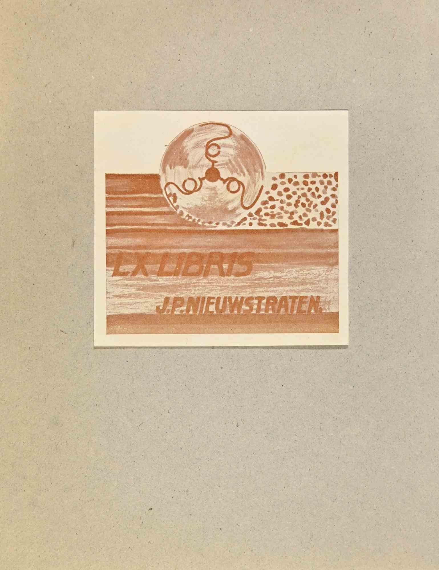 Ex Libris – J.P. Nieuwstraten – Holzschnitt – Mitte des 20. Jahrhunderts – Art von Unknown