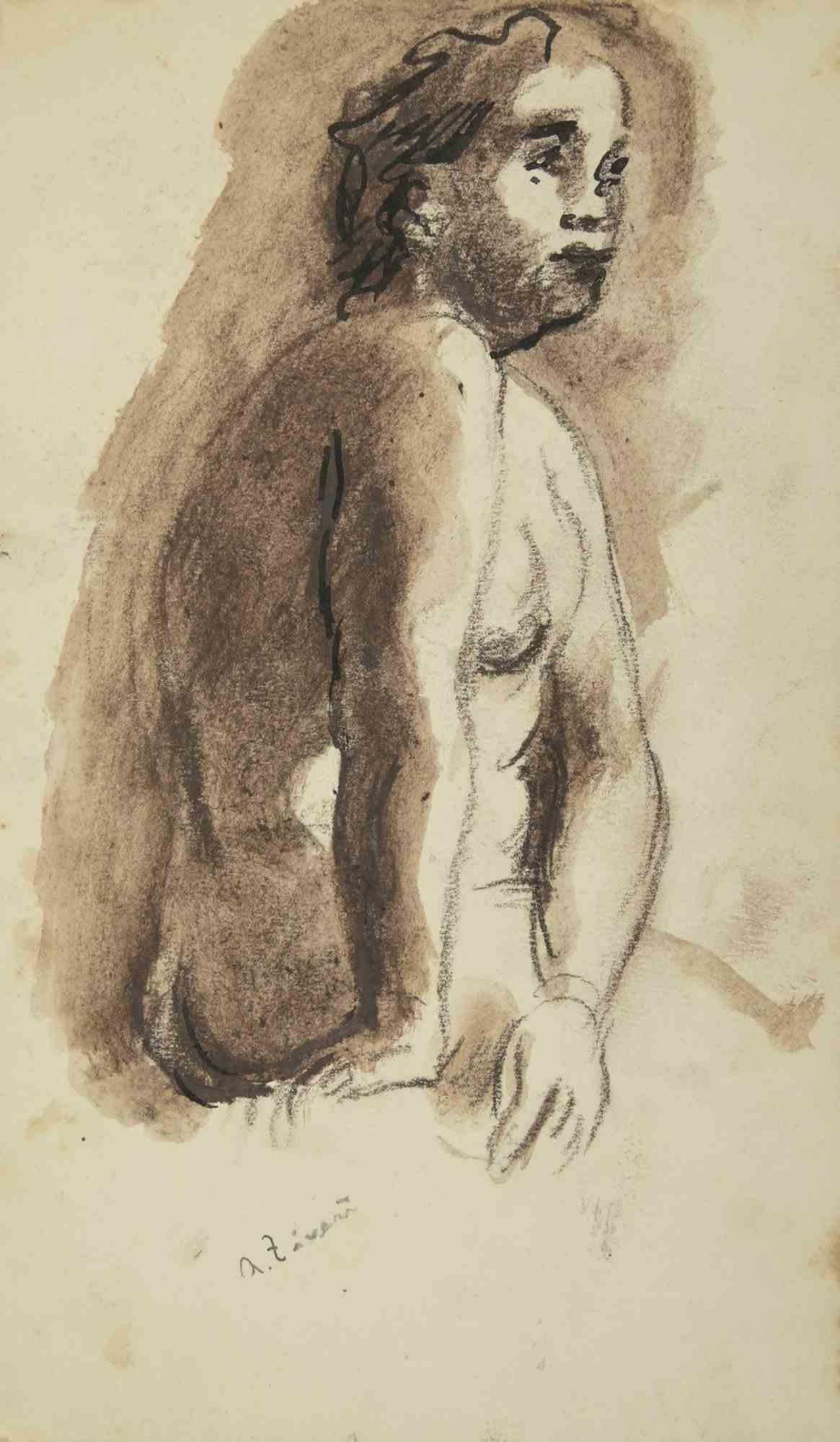 The Nude is a drawing realized by Alberto Ziveri in the 1930s.

Charcoal and watercolor on paper.

Hand-signed.

In good condition.

The artwork is represented through deft strokes masterly.

Alberto Ziveri (Rome,1908 – 1990), the Italian painter of