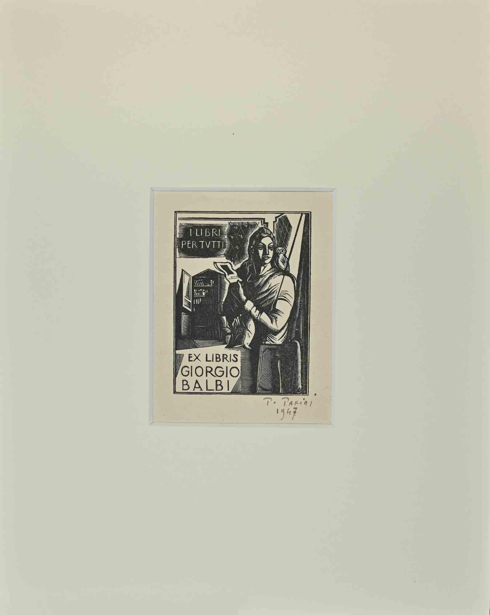 Ex Libris For Giorgio Balbi - Woodcut - 1947 - Art by Pietro Parigi