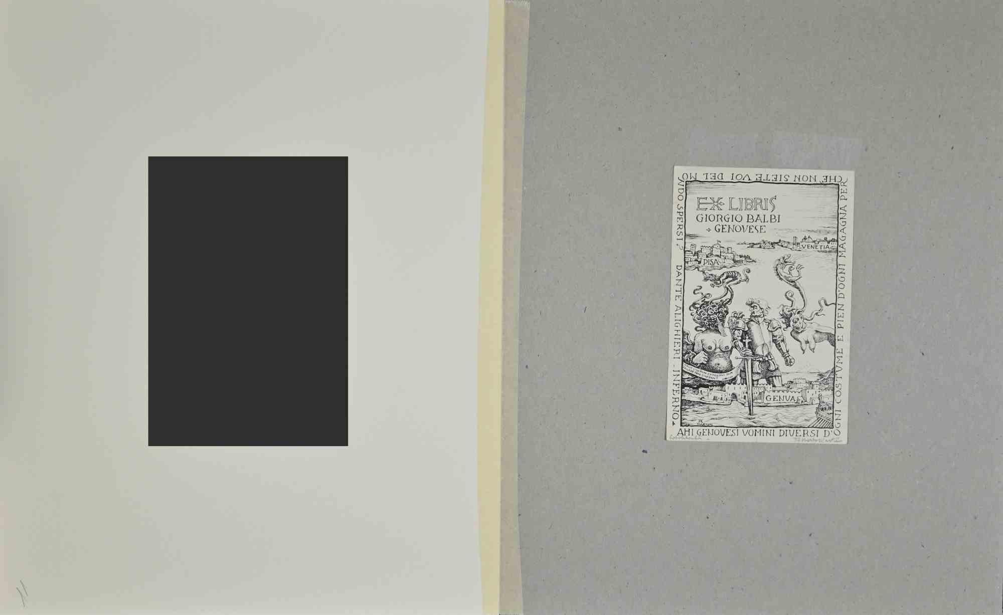 Ex Libris Giorgio Balbi - Holzschnitt - 1942 (Moderne), Art, von Alberto Martini