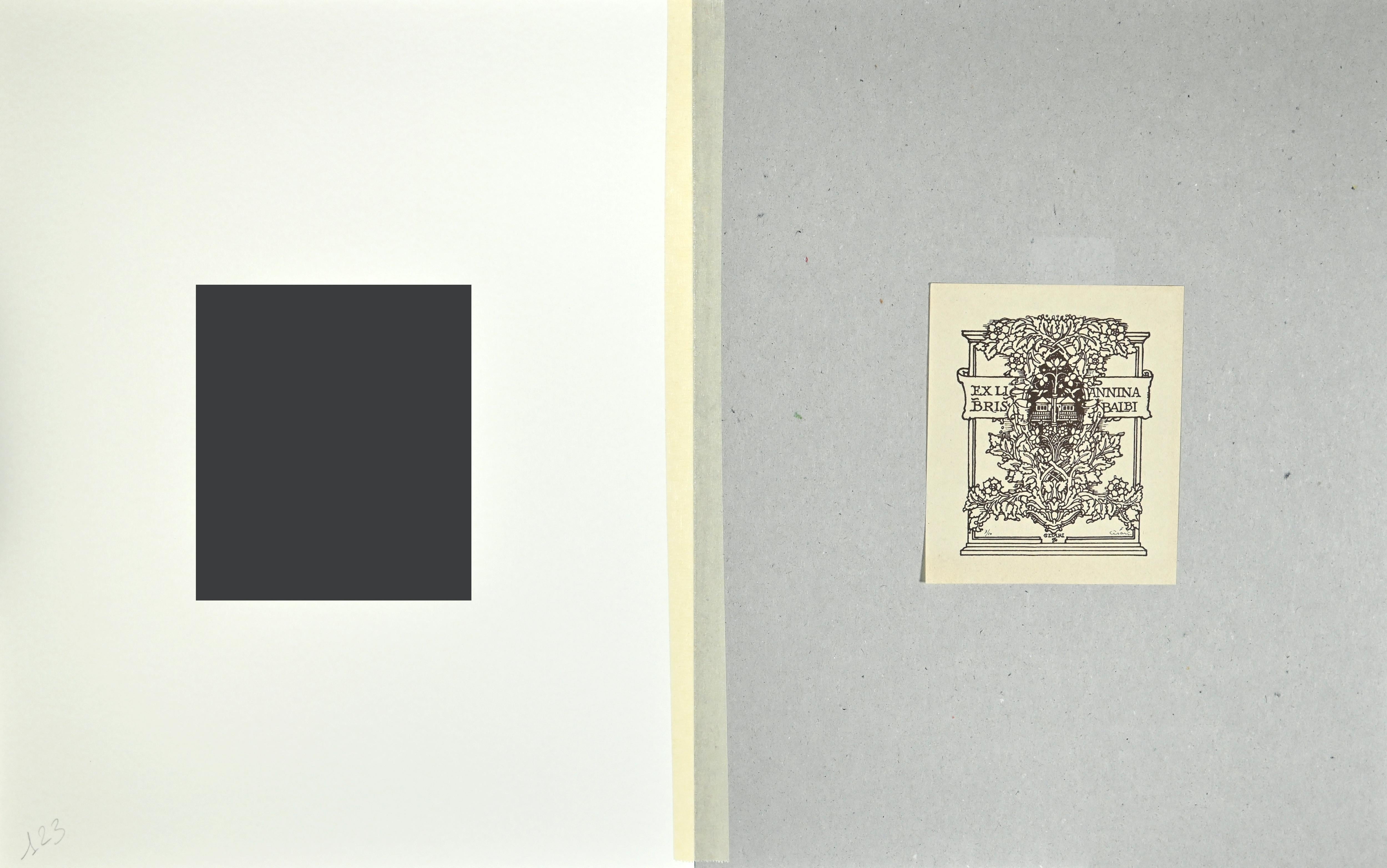 Ex Libris Giorgio Balbi – Holzschnitt – Mitte des 20. Jahrhunderts – Print von Giulio Cesari