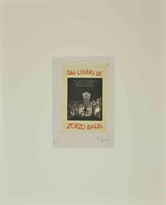 Vintage Ex Libris Giorgio Balbi - Woodcut - Mid-20th Century