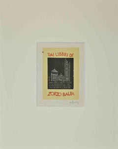 Vintage Ex Libris Giorgio Balbi - Woodcut - Mid-20th Century