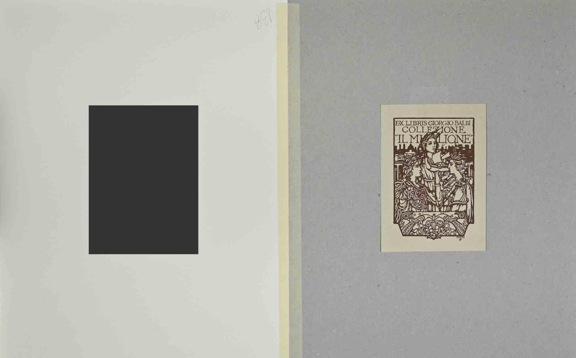 Ex Libris Giorgio Balbi – Holzschnitt – 1912 (Moderne), Art, von Giulio Cesari