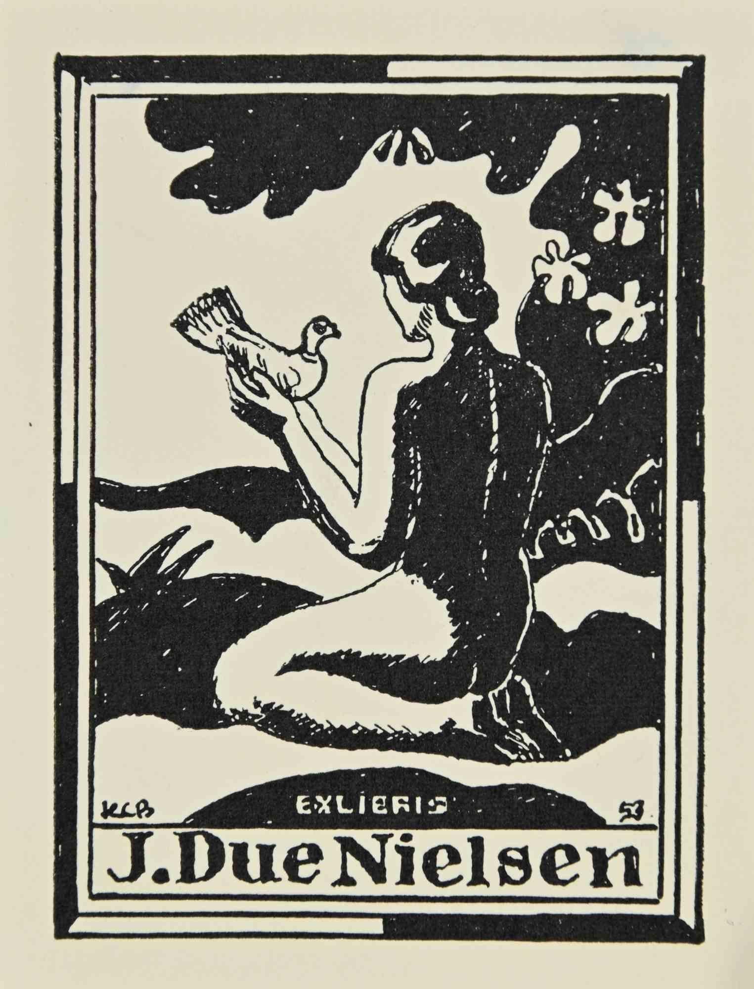 Ex libris - J. Due Nielsen - Holzschnitt - Mitte des 20. Jahrhunderts – Art von Unknown