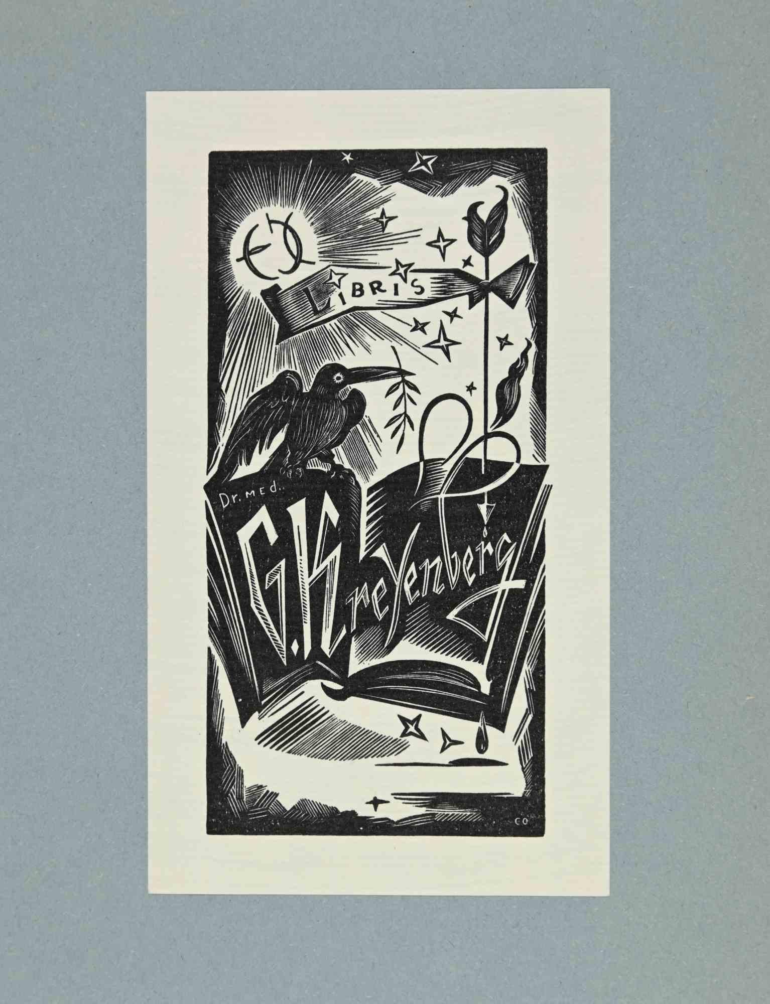 Ex libris - G. Kreyenberg - Woodcut - Mid 20th Century