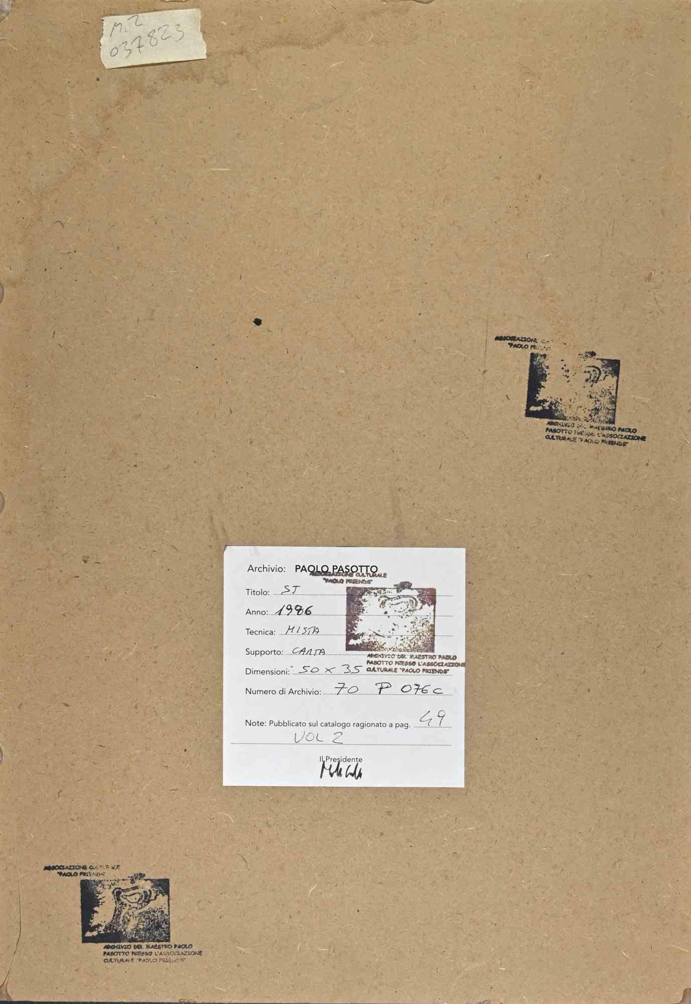 Abstrakte Komposition – Mixed Media von Paolo Pasotto – 1986 im Angebot 1