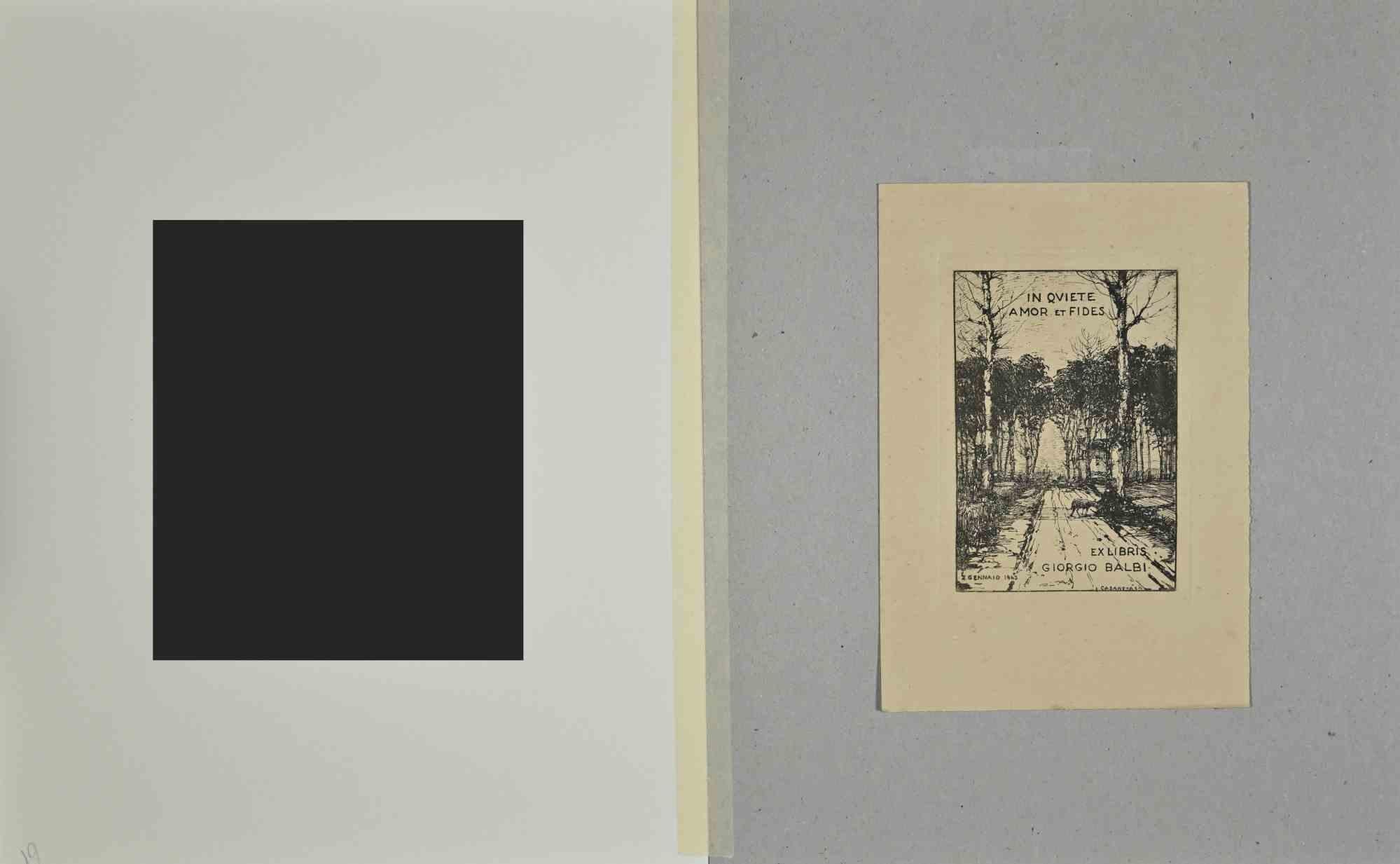 Ex Libris Giorgio Balbi - Radierung - 1945 (Moderne), Art, von Carlo Casanova