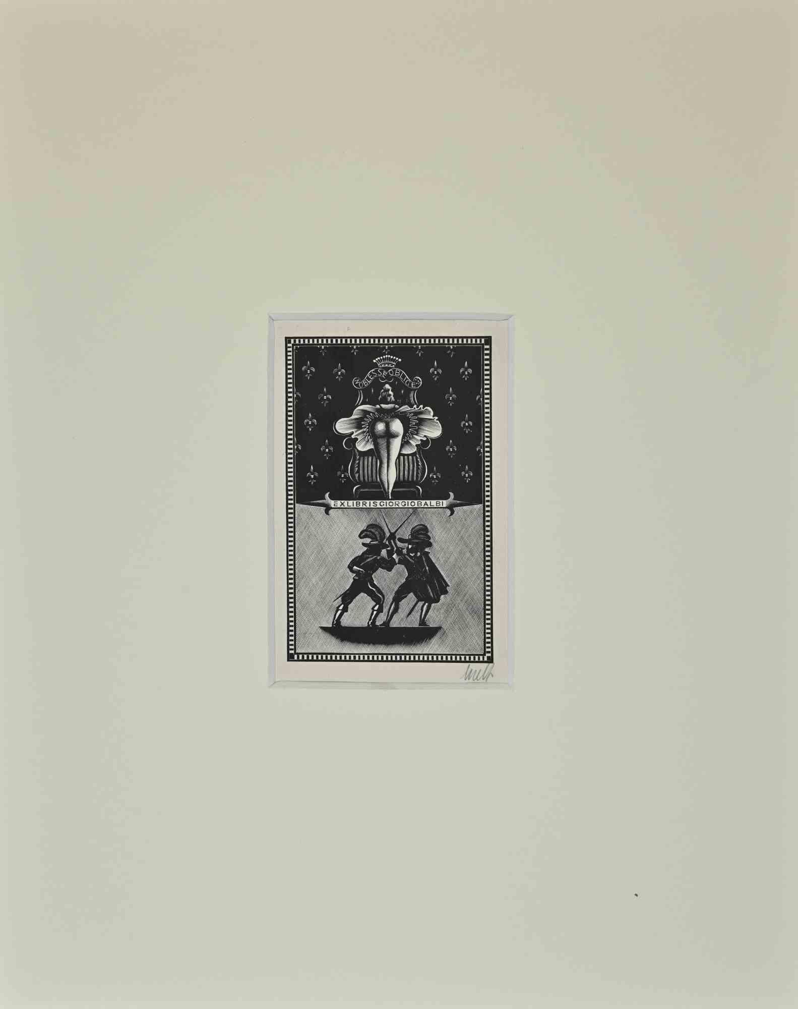 Ex Libris Giorgio Balbi - Holzschnitt - 1948 – Art von Italo Zetti