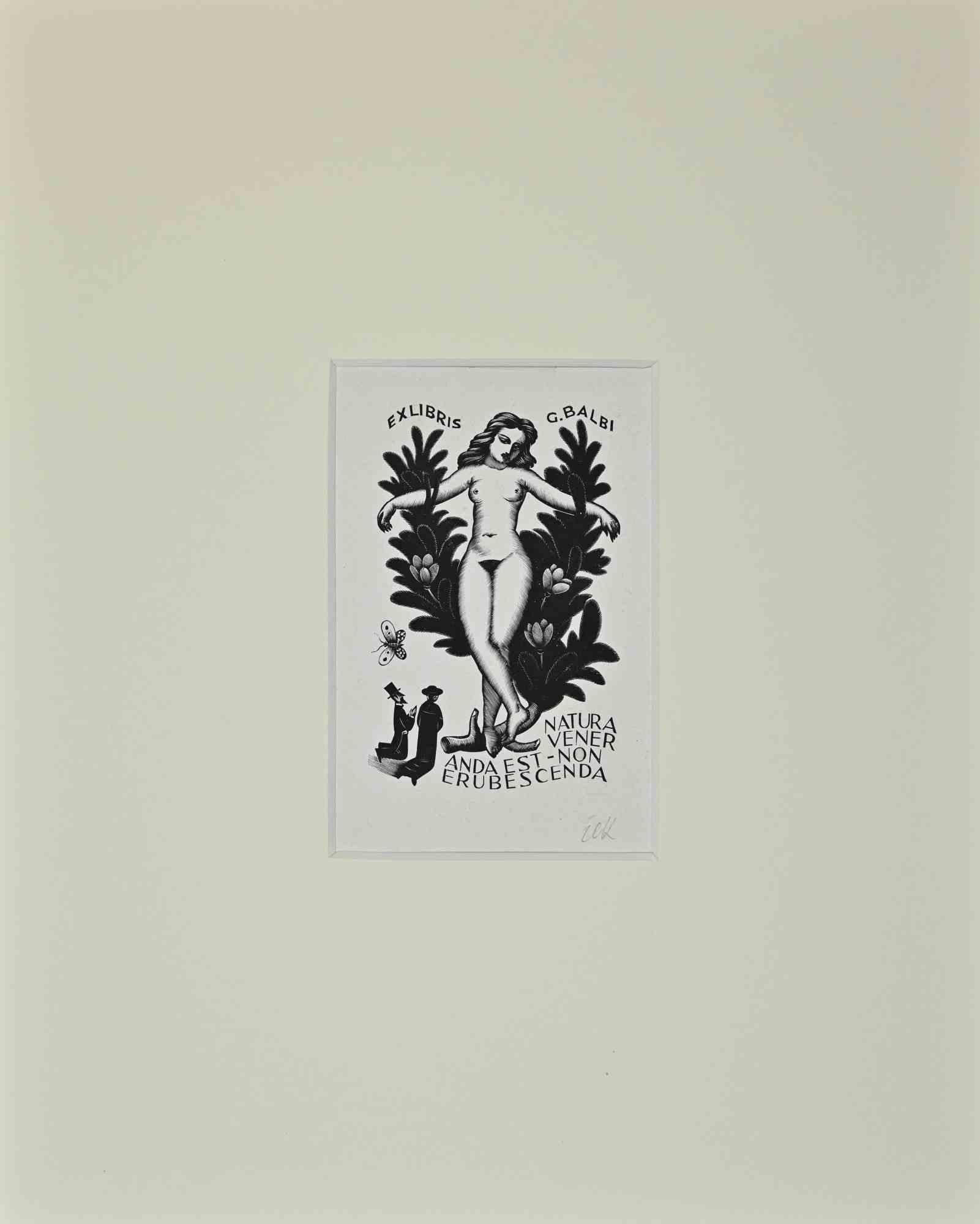 Ex Libris Giorgio Balbi - Woodcut - Mid-20th Century  - Art by Italo Zetti
