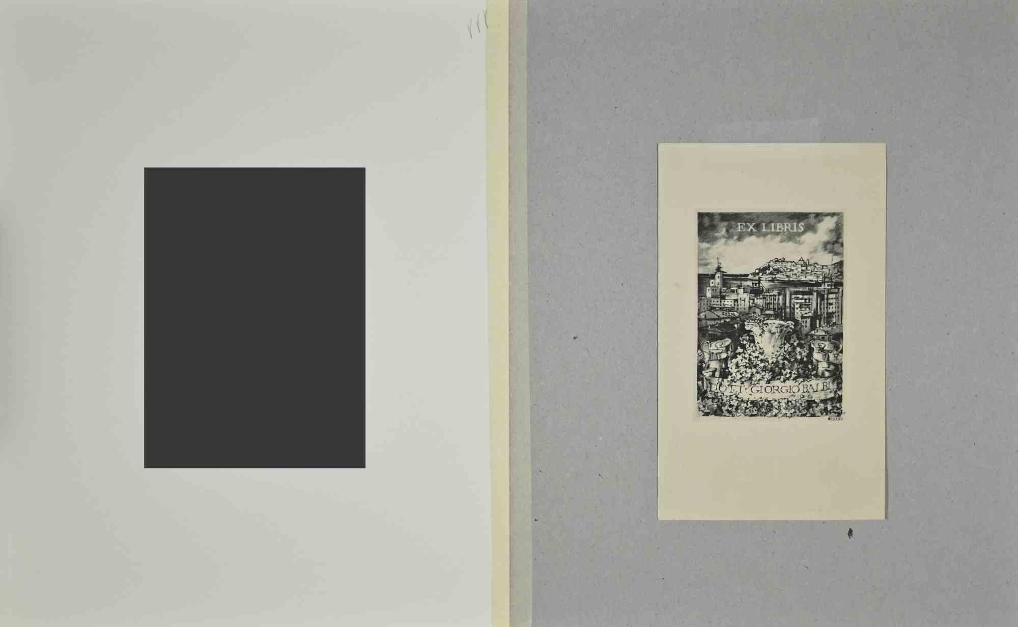 Ex Libris Giorgio Balbi – Holzschnitt – Mitte des 20. Jahrhunderts – Print von  Giulio Cisari