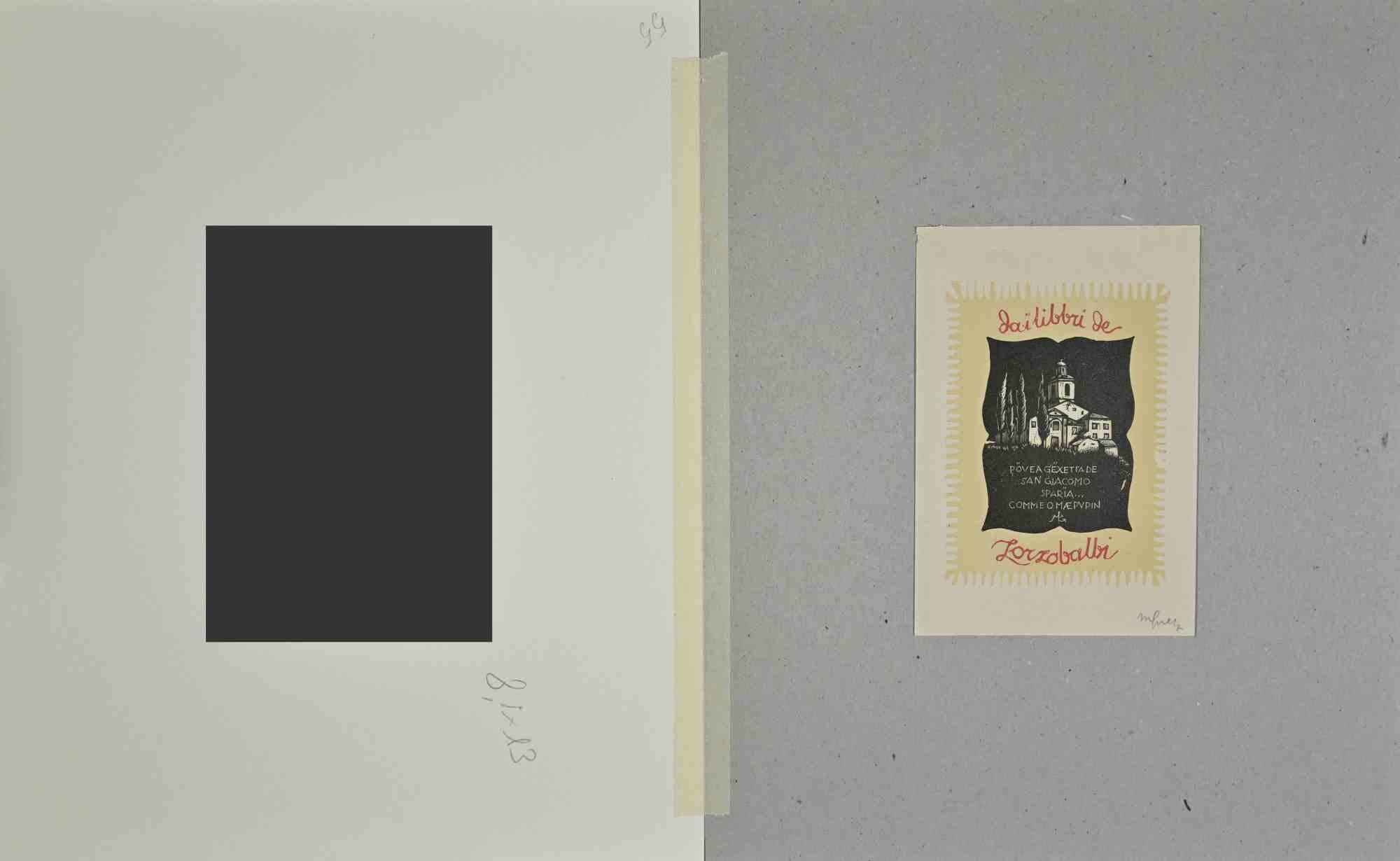 Ex Libris Giorgio Balbi - Woodcut - Mid-20th Century - Print by Unknown