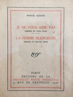 Je Ne Vous Aime Pas - La Femme Silen - Rare Book - 1920s