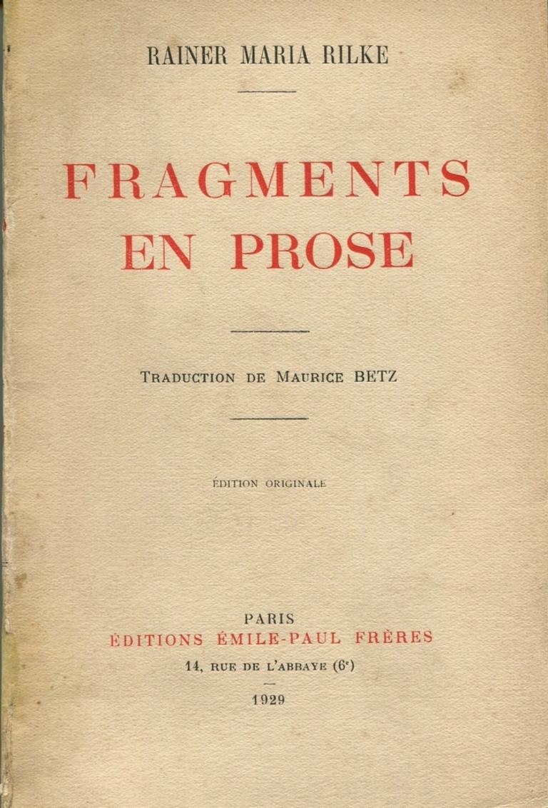 Fragment en Prose – Seltenes Buch – 1920er Jahre – Art von Unknown